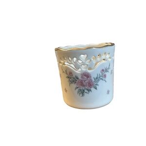 Lenox Petite Rose Porcelain Votive Candle Holder with Gold Trim